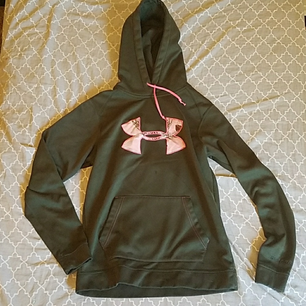 Pink camo under armour hoodie